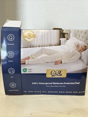 GRT 100% Waterproof Quilted Mattress Breathable Noiseless Pad Full 54x75