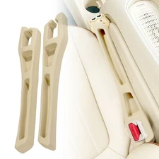 2PCS Car Side Seat Gap Filler Organizer with Phone Holder Prevent Falling Beige