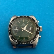 BUCHERER Landeron 248 Chronograph Manual Wind Watch Green Dial Steel 40mm