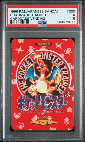 1996 POKEMON JPN BANDAI CARDDASS VENDING #000 CHARIZARD TRAINER PSA 5