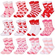 Valentine's Day Fuzzy Socks for Women 12 Pack-Warm Cozy Soft Fluffy Sleeping ...