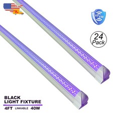 24Pack UV LED Black Light Bar 4FT 40W with US Plug for DJ Party Club Party D cor