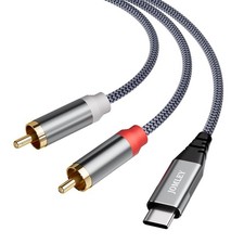 JOMLEY USB C to RCA Audio Cable 10FT, Type-C 2 Jack 10ft, gray