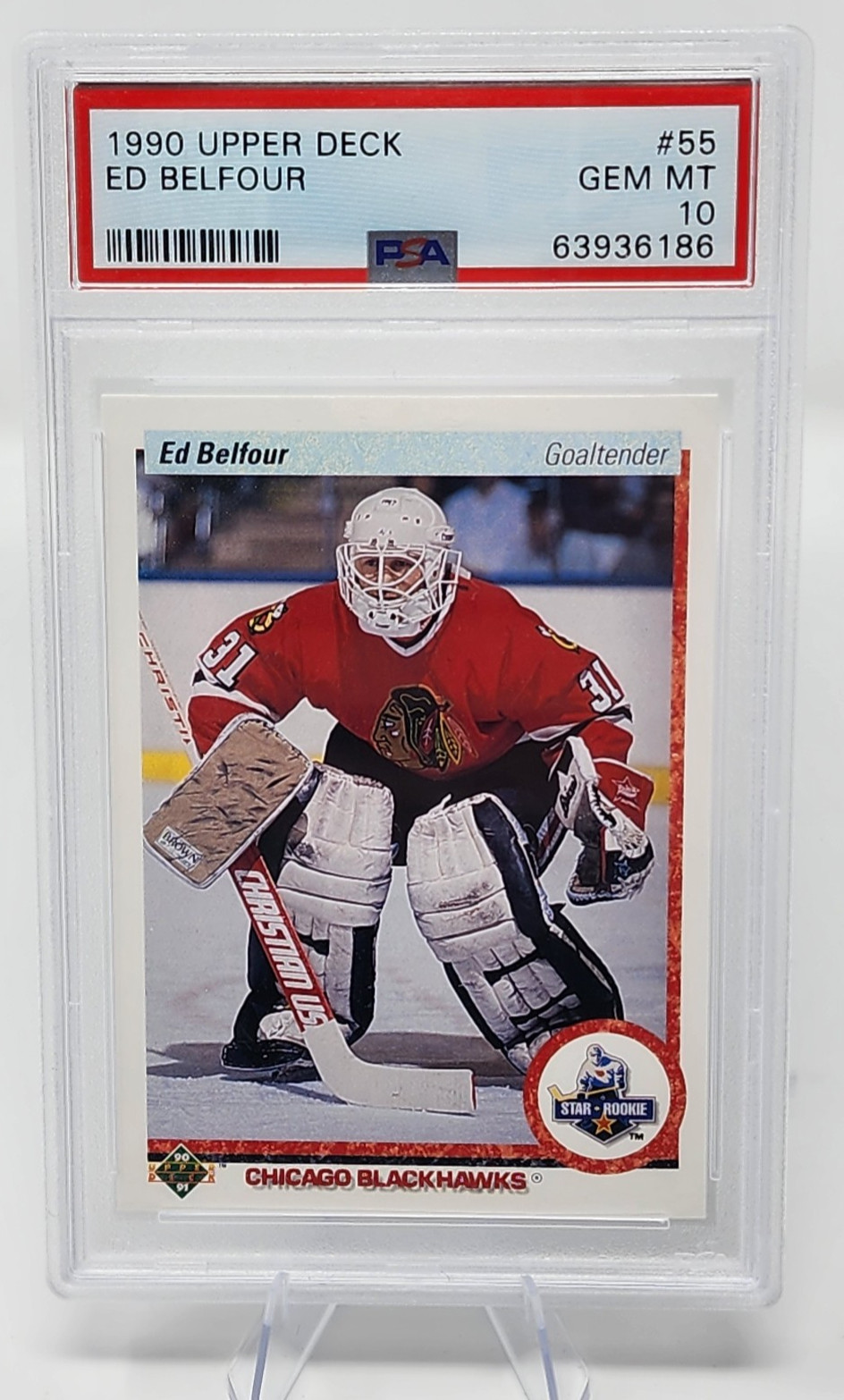 1990-91 Upper Deck #55 Ed Belfour RC Blackhawks PSA 10 Gem Mint