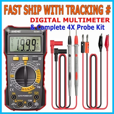 Digital Multimeter LCD Voltmeter Ammeter Ohmmeter Volt AC DC Tester Lead Meter A