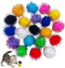 20pcs Cat Sparkle Ball for Indoor Cats 1.77 Inch Assorted Color Glitter Kittens