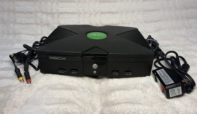 Original Xbox Black Console includes Cables, For Repair, Powers on, Wont Read