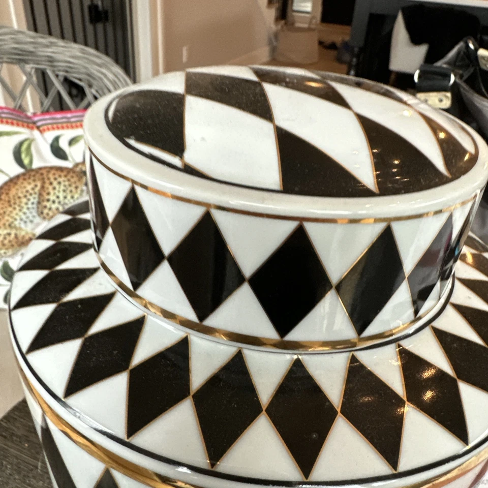 Sagebrook Fun Diamond Pattered красивый домашний декор дисплей керамика с крышкой 12x8 - Изображение 2 из 4