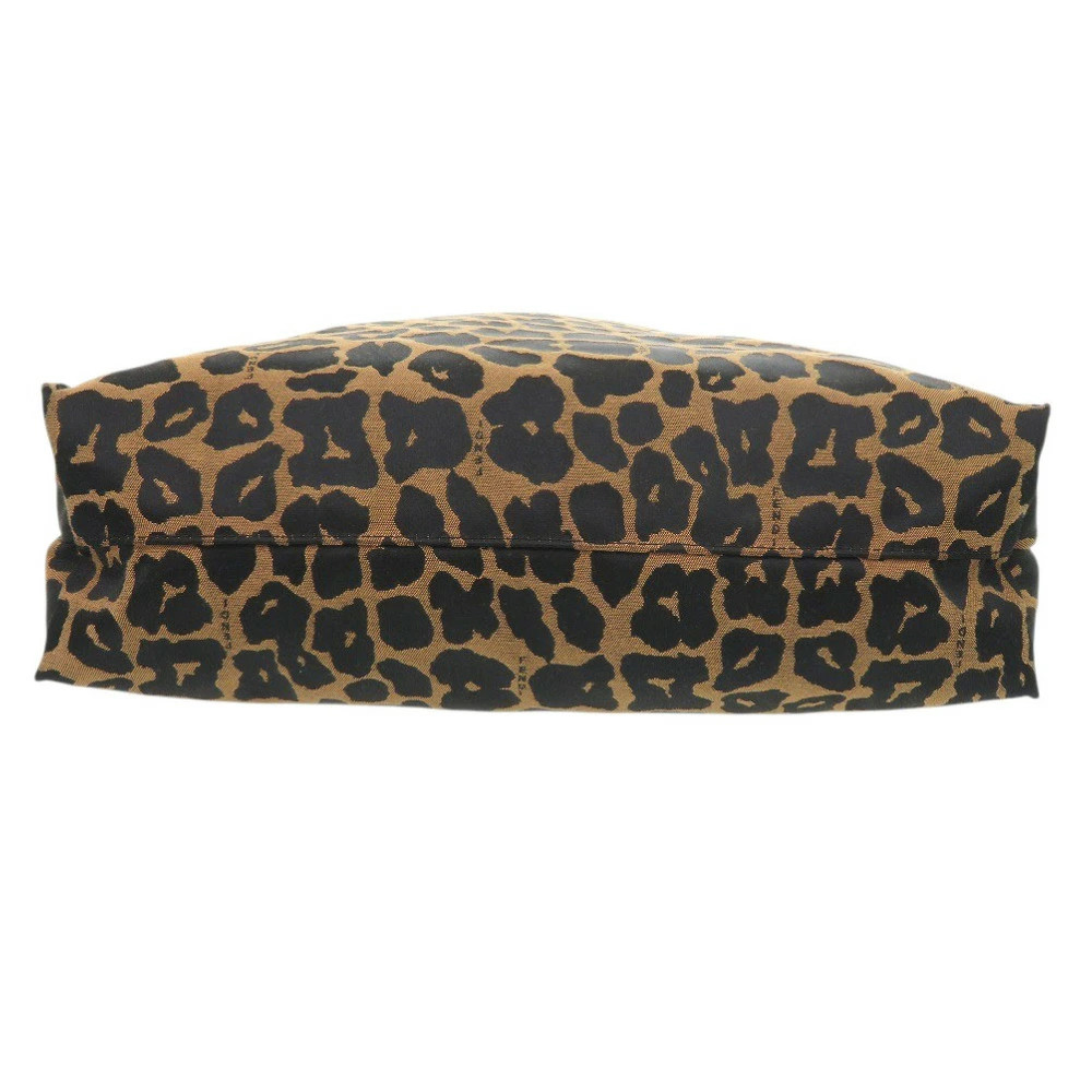 FENDI Leopard Pattern Canvas Leather Brown Tote B… - image 3