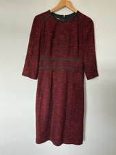 Hobbs Size 10 Red And Black Boucle Shift Dress