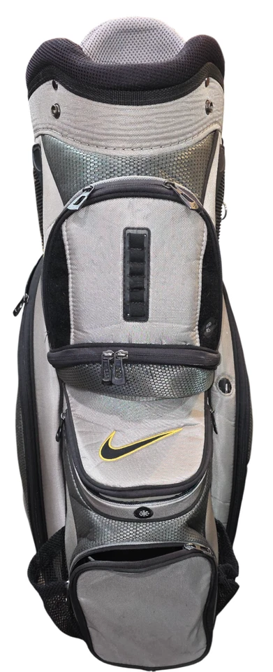 Nike Golf Cart Bag Gray/Black/Yellow 14-Way Divider Lightweight w/ Cooler Pocket - Image 2 of 4