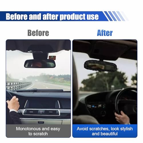 Bling Rearview Mirror Cover, Elastic Plush Car Rear View Mirror Protector with - Picture 6 of 7