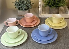 Vintage 13 Piece Pastel Colored LITTLE HOSTESS TEA SET - Hazel Atlas 