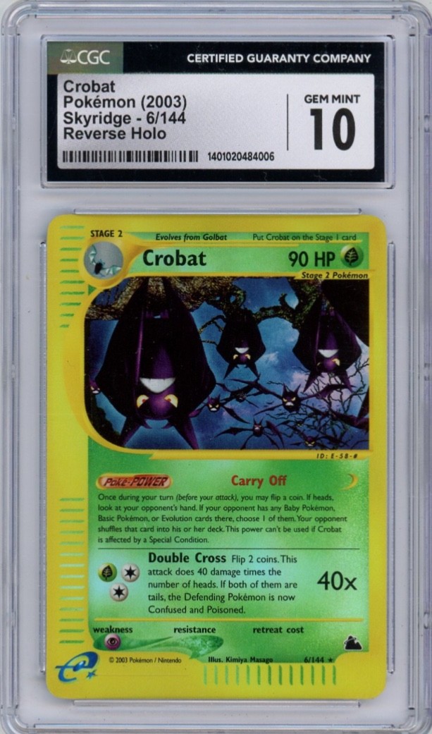 2003 Pokemon Skyridge #6/144 CROBAT Reverse Holo GEM MINT 10