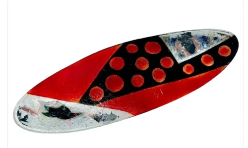 Lafiore Red Textured Fused Art Décor Glass Sushi, Charcuterie Tray, Plate, Spain