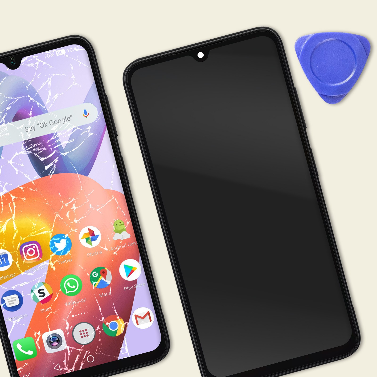 Réparer l'écran cassé de Redmi A2 grâce au bloc LCD complet et tactile noir