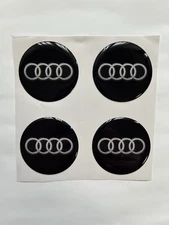 Audi Wheel Cap Stickers Set – 4pcs 3D Domed Resin Center Cap Emblem Decals