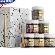 Deluxe Epsom Bath Salts Set Six Essential Oil Jars Gift Box Spa Relaxation New