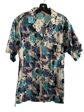 Vintage Barefoot In Paradise Disney Mickey Minnie Mouse Hawaiian Shirt Large