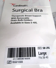 NEW~Cardinal Health Surgical Bra Theraputic Support Drain Bulb Hold~SZ L (38-40)