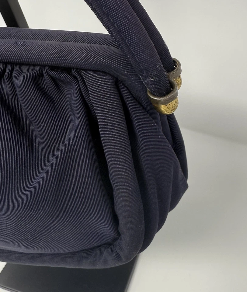 Bolsa de coquetel vintage 1950 tecido transparente Lucite fecho acrílico meados do século - Imagem 3 de 4