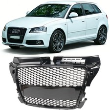 AUDI A3 8P 08-11 FACELIFT KÜHLERGRILL WABENGRILL SINGLEFRAME GLANZ SCHWARZ