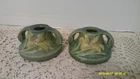 Vintage Roseville Art Pottery Green "Zephyr Lily" Candle Holders #1162-2"