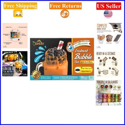 Thai Tea Bubble Tea Kit - 5 Pack Powder, Tapioca Pearls, Straws, Ready in 45s