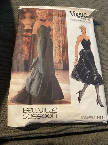 Vintage Vogue 1471 BELLVILLE SASSOON Evening Dress Pattern sz 12 Cut