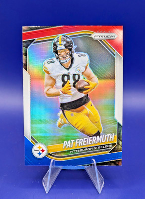 2025 Panini Prizm #243 Pat Freiermuth Red White & Blue Prizm Pittsburgh Steele