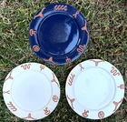 Frankoma King Ranch Black Set of 3 Dinner Plates 10.25" Longhorn Pottery Vintage