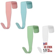 4Pack Over The Cabinet Door Hooks, White Stainless Steel Coat Hooks for