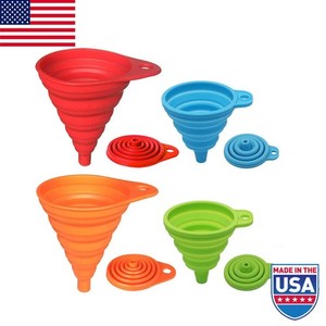 4 Pack Kitchen Funnel Set Foldable Silicone Collapsible Funnels Small and Large