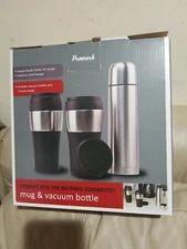 Promark Insulated Stainless Steel Travel Mugs (2) & Vacuum Bottle 002-10-0241