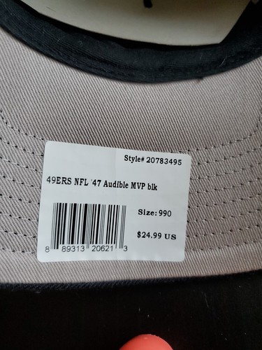 New! - '47 Brand San Francisco 49ers SF Team Logo Black MVP Strap Hat - Adjustab - Picture 16 of 17