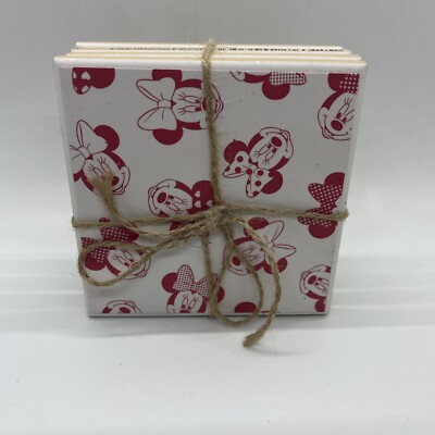 Disney Minnie Mouse Drink Coasters Ceramic Set of 4 Made In Turkey