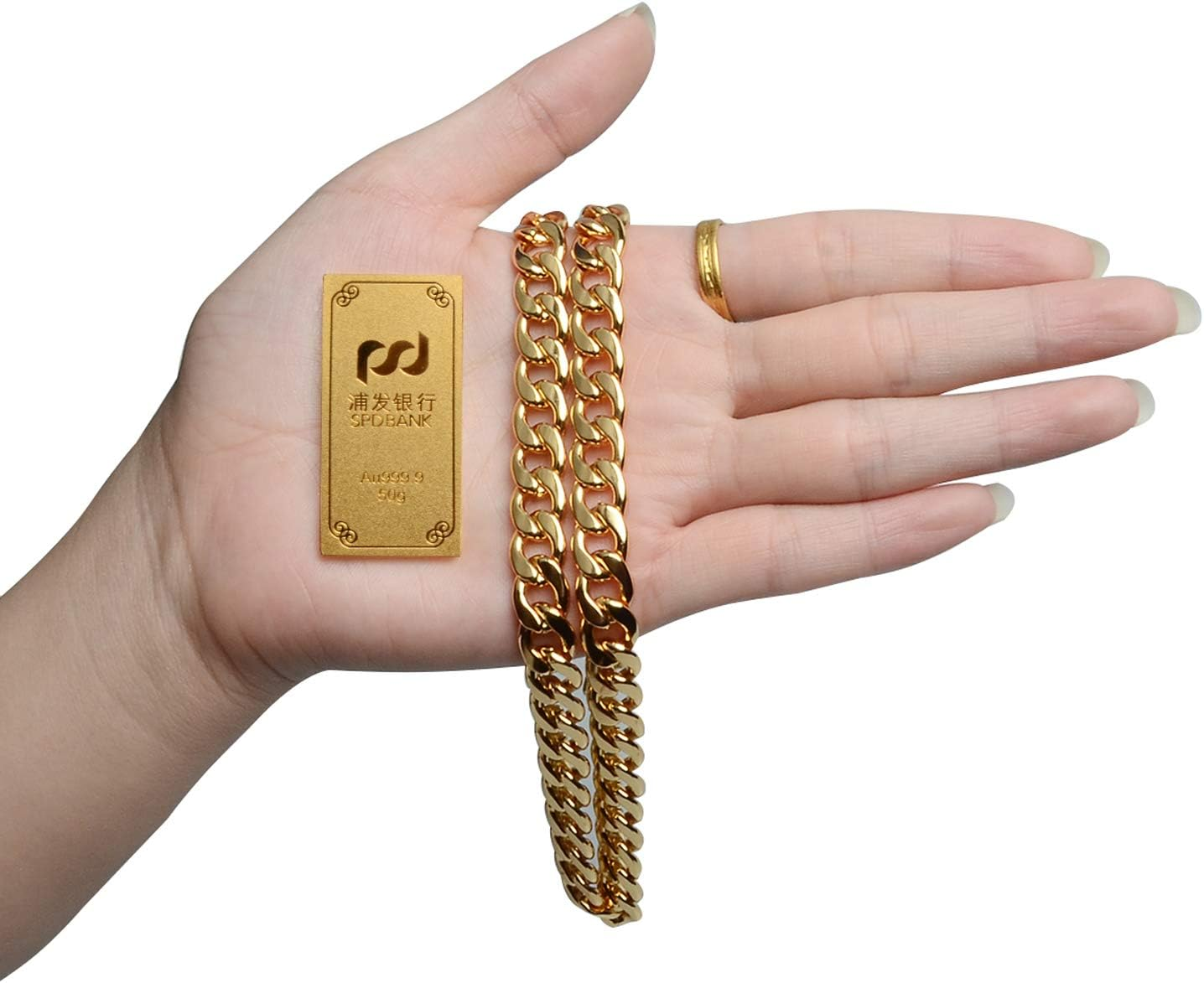 Gold Chain, 24" Gold Necklace, Fake Gold Chain for Men, Feel Real Solid