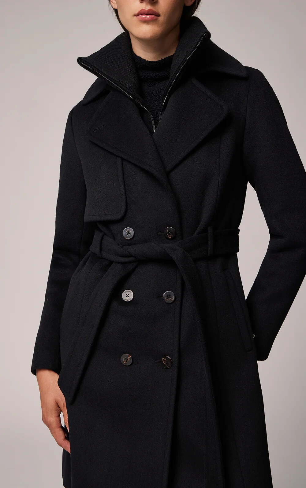 NEW Soia & Kyo Semi-Fitted Classic Wool Coat With Removable Bib S #W39