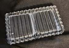 Vintage Clear Ribbed Glass Rectangle Individual Open Salt & Pepper Cellar