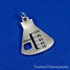 Silver LAB BEAKER CHARM Biology Laboratory Science PENDANT *NEW*