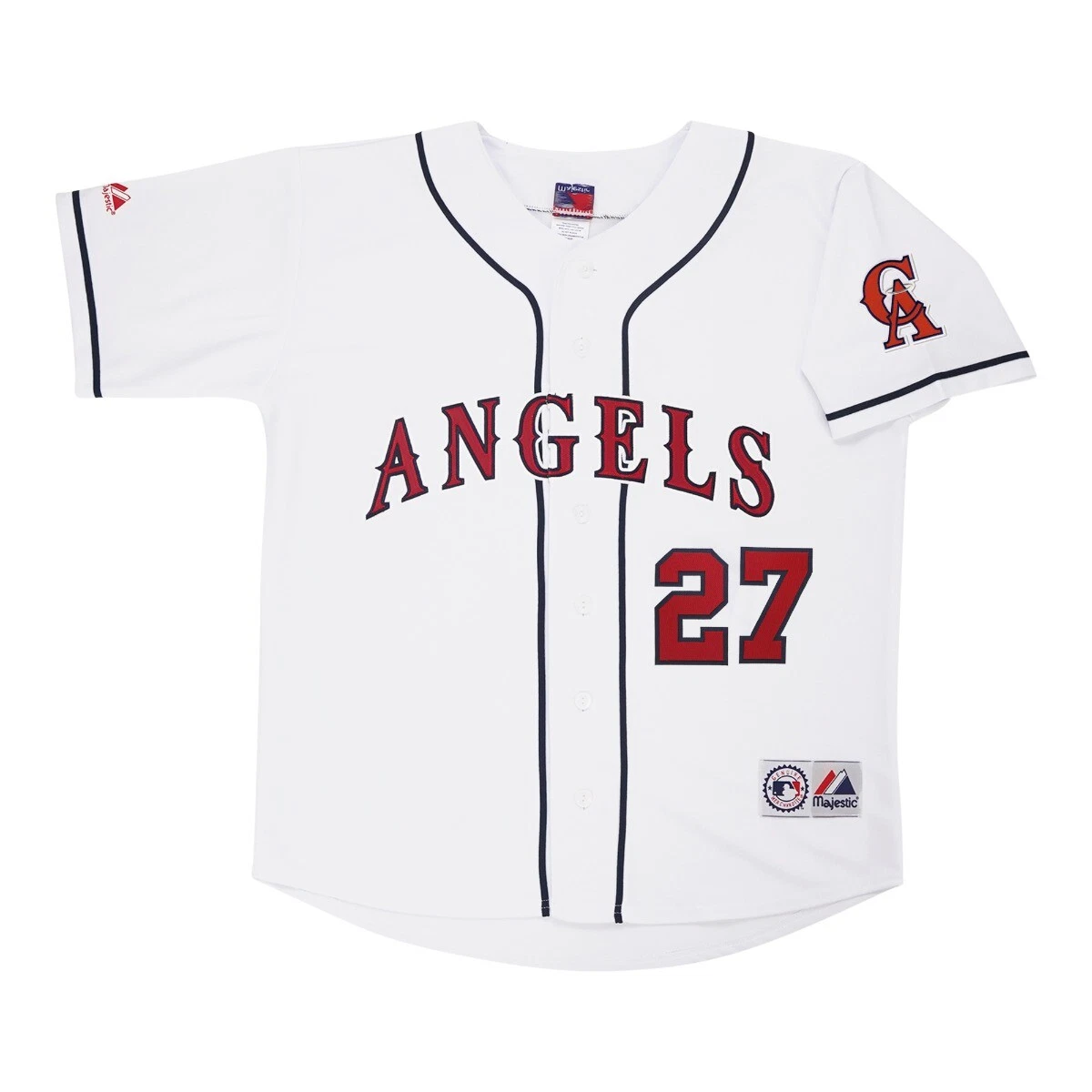 Mike Trout California Angels Men's Home White Throwback Jersey w/ Team Patch