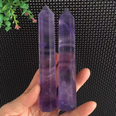 269g 2pcs Indigo Fluorite Tower Point Stone Quartz Crystal