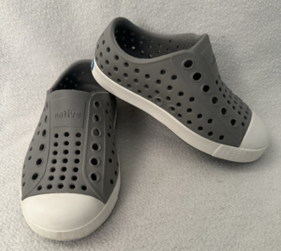 NATIVE Jefferson Shoes Pigeon Gray Shell White C 6 Slip-on Waterproof $35