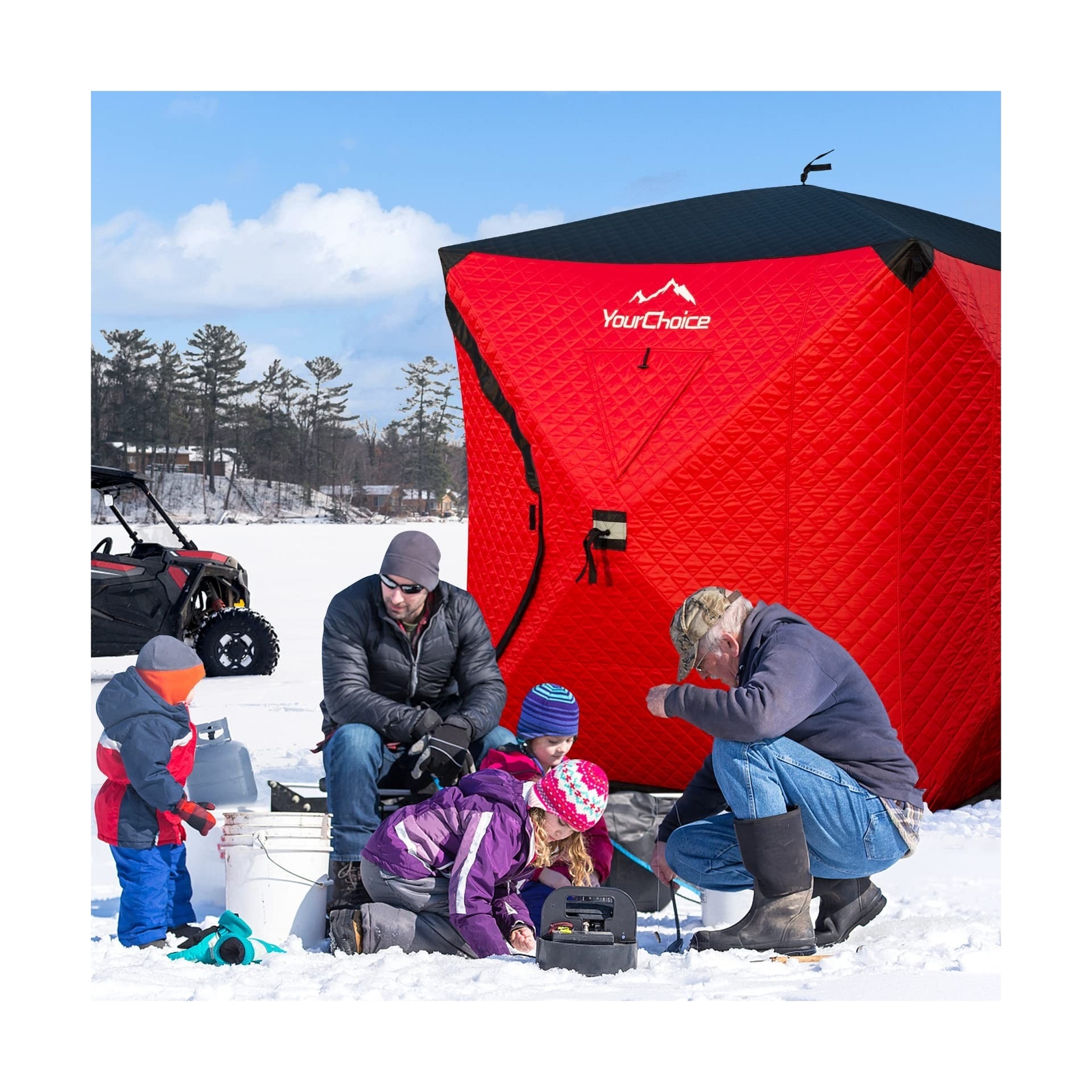 Your Choice Pop Up 3-4 Person Ice Fishing Shelter, Fully Insulated Ice Fishin...