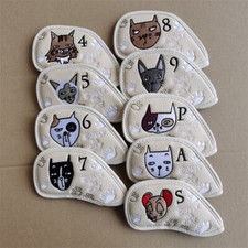 Cats Golf Iron Head Covers Khaki Leather Irons Headcovers 4-9PAS