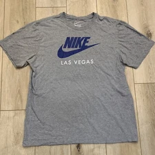 Nike Las Vegas Tee Shirt Short Sleeve Gray with Blue & White XL Basic