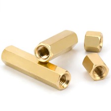 M2 M2.5 M3 M4 Female Threaded Hex Stud Coupling, Long Nuts Hex Connector Brass