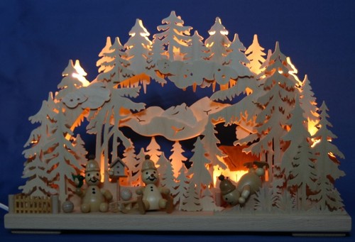 3D-Schwibbogen Erzgebirge Pyramide geschnitzt erzgebirgischer Lichterbogen Neu - Bild 36 von 52