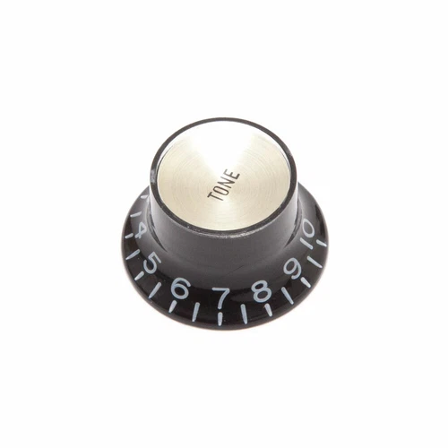 Hosco Reflector Tone Control Knob Gibson Style (Black w/Gold Cap, Metric (mm))