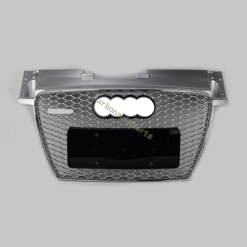 Parrilla de malla delantera plateada TT para Audi TT MK2 8J TTS 2008-14 a estilo TTRS - Imagen 2 de 2